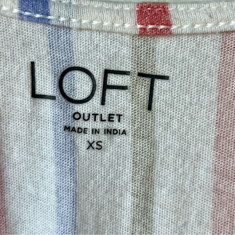 LOFT Striped Smocked Hem Cotton Blouse—SZ. XS - Picture 7 of 11